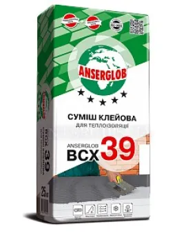 Суміш клейова для теплоізоляції ANSERGLOB BCX 39, 25 кг