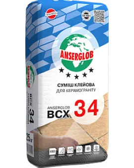 Суміш клейова для керамограніту ANSERGLOB BCX 34, 25 кг