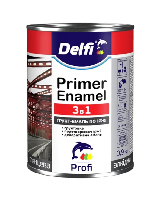 Грунт-емаль по іржі 3 в 1, сіра, ТМ «Delfi» - 2,8 кг